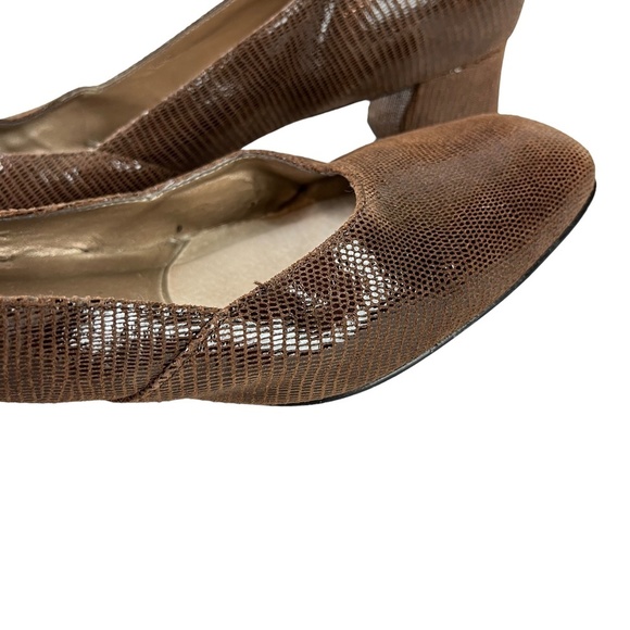 VAN ELI VANELI Genuine Leather Chocolate Brown Slip On Block Heel Pumps Shoes 11 - Picture 5 of 16